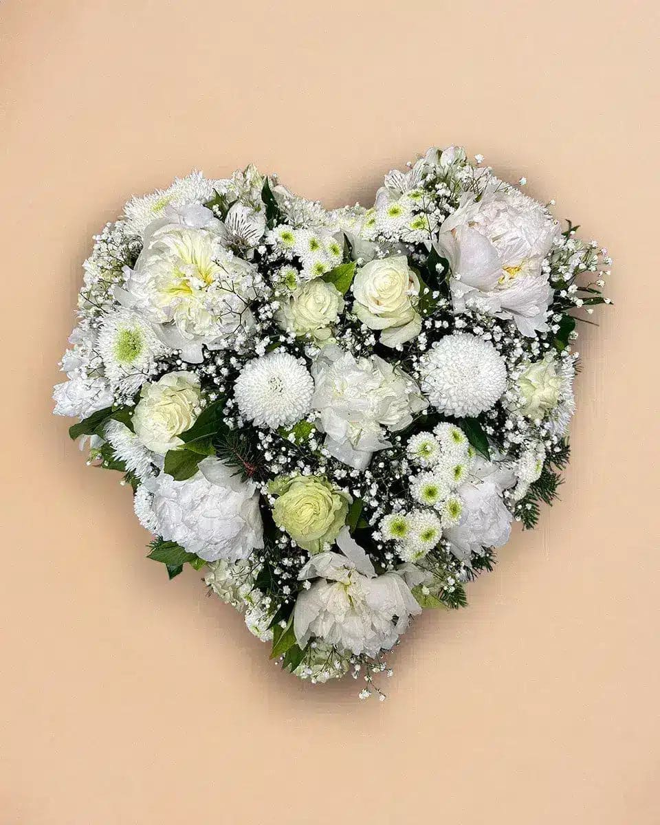 White KANEL Prestige funeral heart